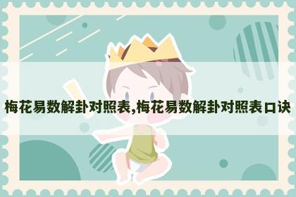 梅花易数解卦对照表,梅花易数解卦对照表口诀